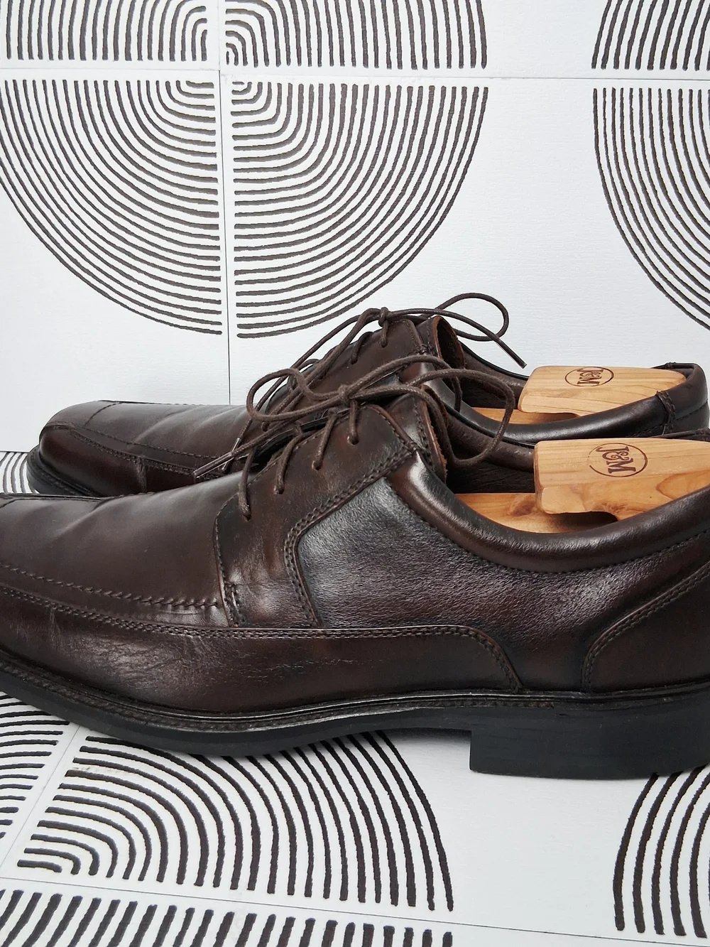 Johnston & Murphy Mens 10.5M Brown Lace Up Leather Oxford Dress Shoes 20-2160